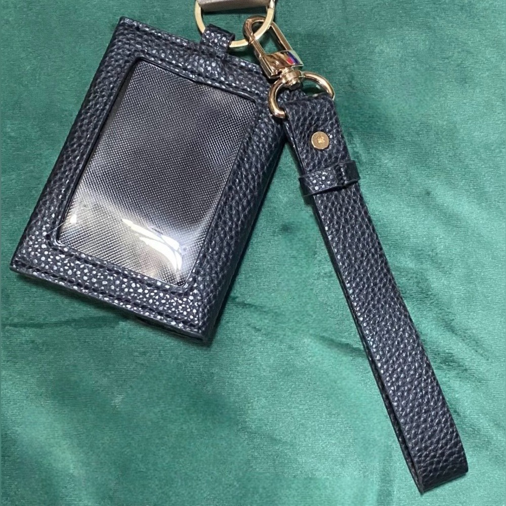 Black Faux Leather Wrist Lanyard and Card Holder Set - Picture 2 of 5
